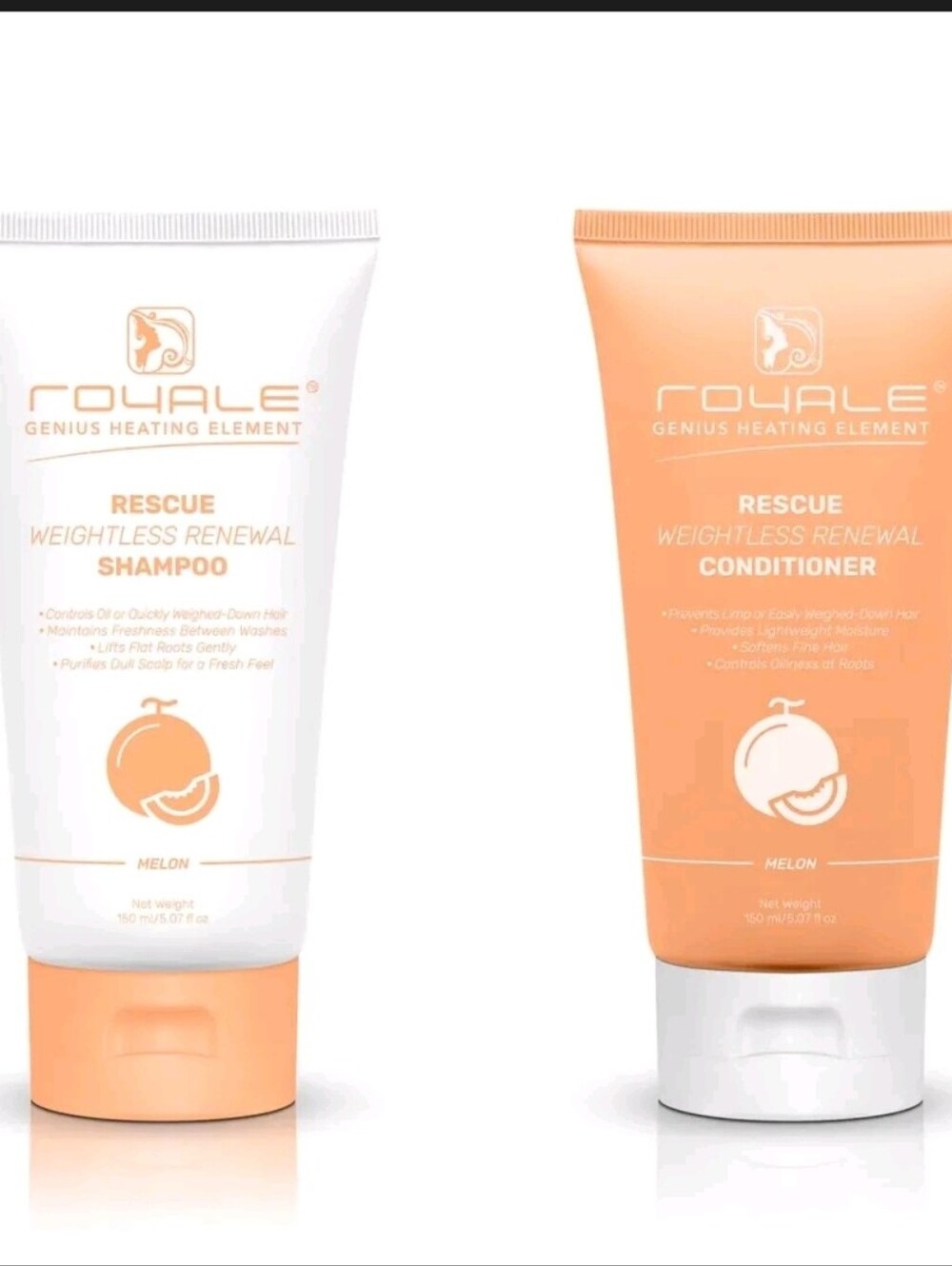 Royale-Rescue Weightless Renewal Melon Shampoo & Conditioner (Peach/White)